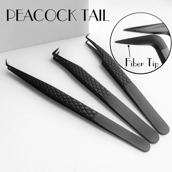 Pincettes à faux cils à pointe en Fiber pour Extensions de cils, pincettes noires, pointe fermée par
