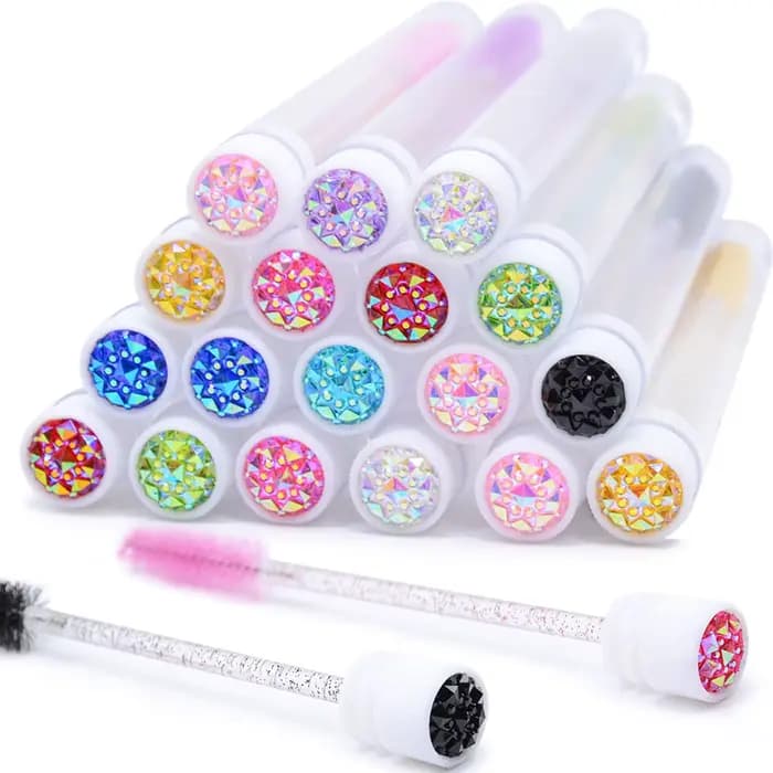 Tubes de brosse à cils avec baguettes de Mascara en cristal, peigne à sourcils, conteneur de bobines
