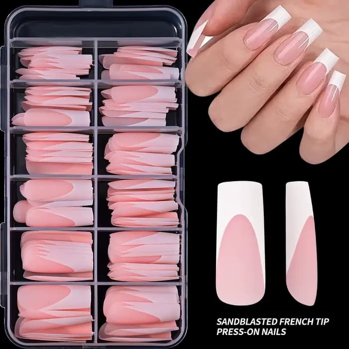 Faux ongles carrés extra longs pour extension d'ongles, couverture complète, gel souple, rose nude,