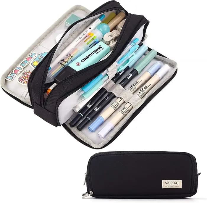 Trousse à crayons grande capacité, pochette à crayons esthétique, organisateur de papeterie de burea