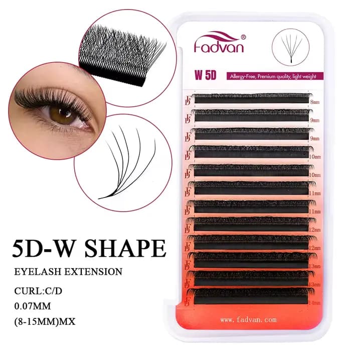 FADVAN 5D cils en forme de W ventilateurs de Volume préfabriqués naturels C/D/L/M Curl W forme Exten