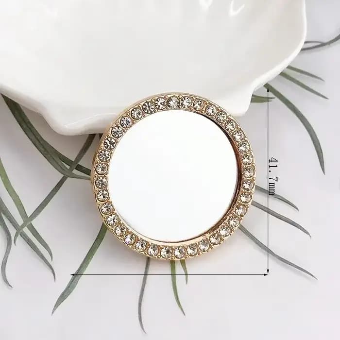 Mini miroir de maquillage de poche en forme de cœur en diamant, miroirs portables, bricolage, étui d