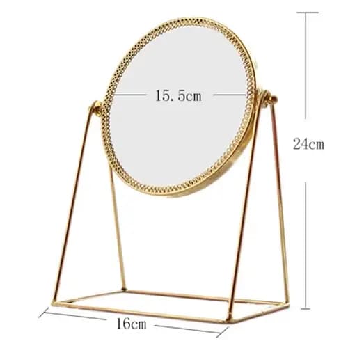 Miroir de maquillage rétro léger de luxe européen en métal doré, miroirs décoratifs carrés et ronds