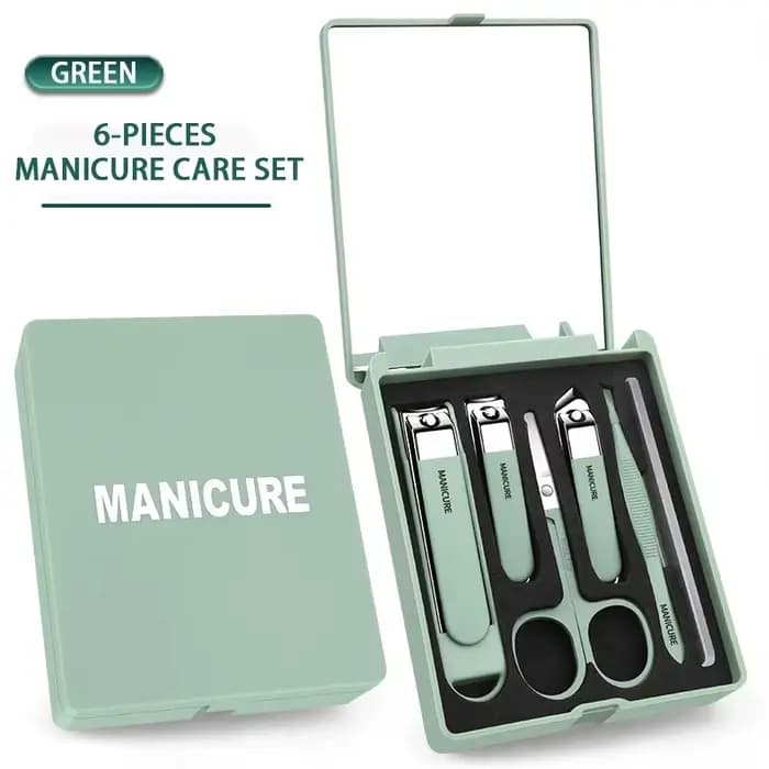 Kit de soins des ongles 6 pièces - Étui de voyage compact, kit miroir, coupe-ongles de qualité profe
