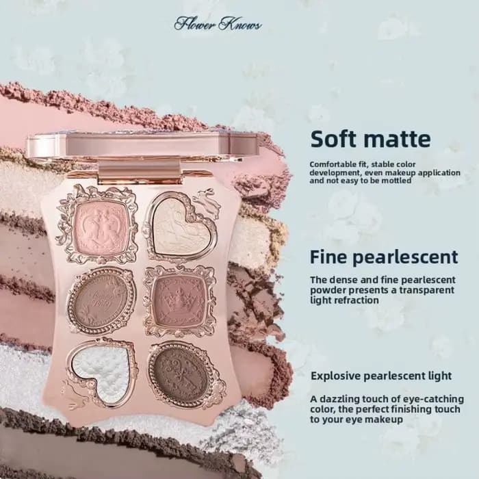 Palette de fards à paupières Flower Knows Garden Matte Pearlescent Powder Fine Six Color, contour, l