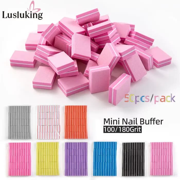 50pcs Lot de Mini limes à ongles double face blocs éponge colorée tampon à ongles bloc polissage des