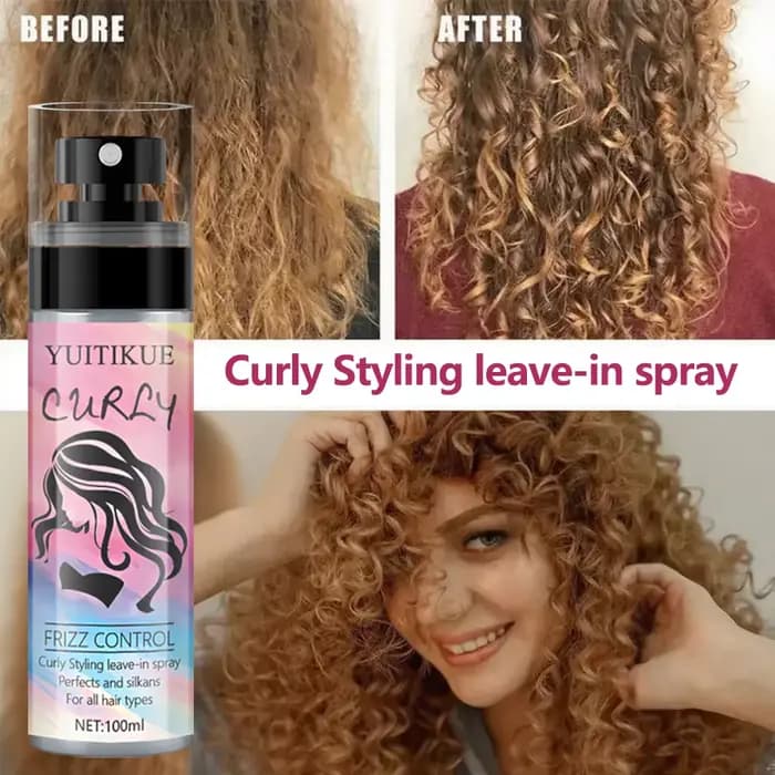 YUITIKUE Spray Coiffant Sans Rinçage pour Cheveux Bouclés - Anti-Frisottis, Lisse et Soyeux, pour To