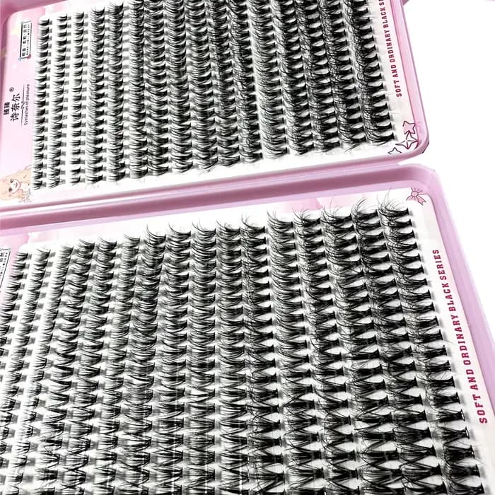 Grappes de faux cils 8D Fluffy Optics, 640 pièces, boucles D, contaminants, cils individuels, 8-16mm