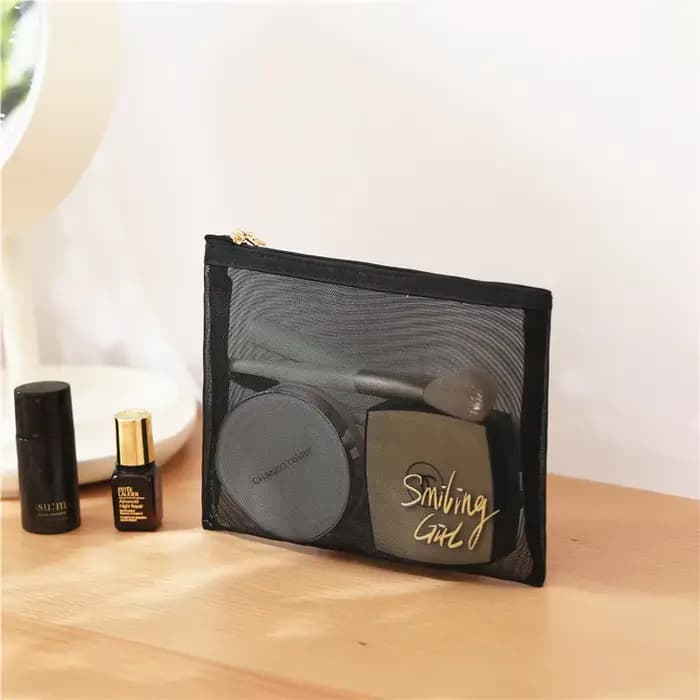 Sac de maquillage en maille transparente, organiseur de toilette de voyage, sac de rangement cosméti