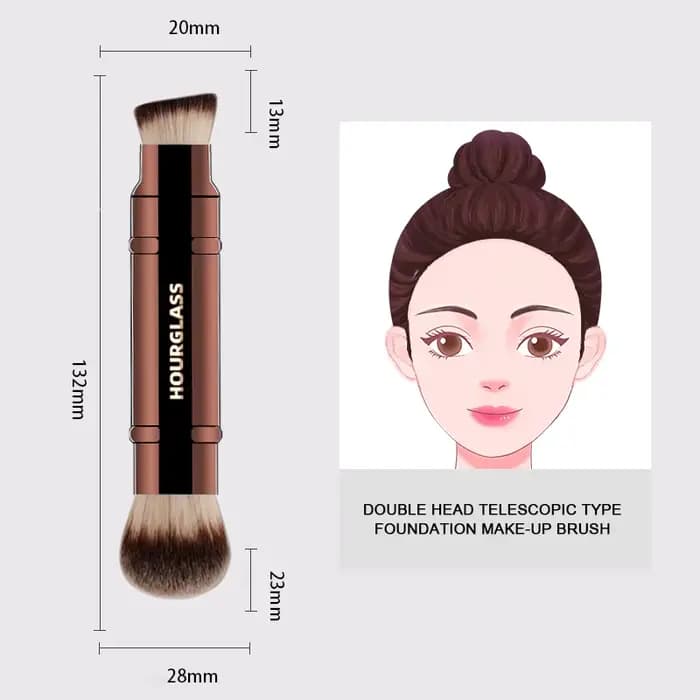 Pinceaux de maquillage multifonctionnels sablier, pinceau de fond de teint à double extrémité et pin