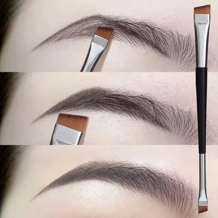 Brosse à sourcils professionnelle, Eyeliner, lame à tête plate coudée, pinceaux de maquillage pour C