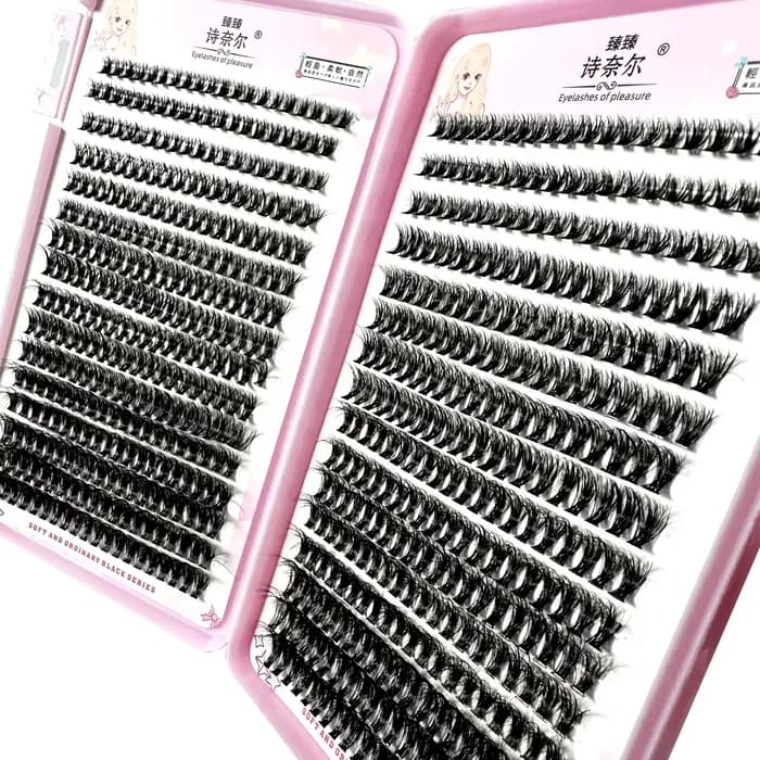 Grappes de faux cils 8D Fluffy Optics, 640 pièces, boucles D, contaminants, cils individuels, 8-16mm