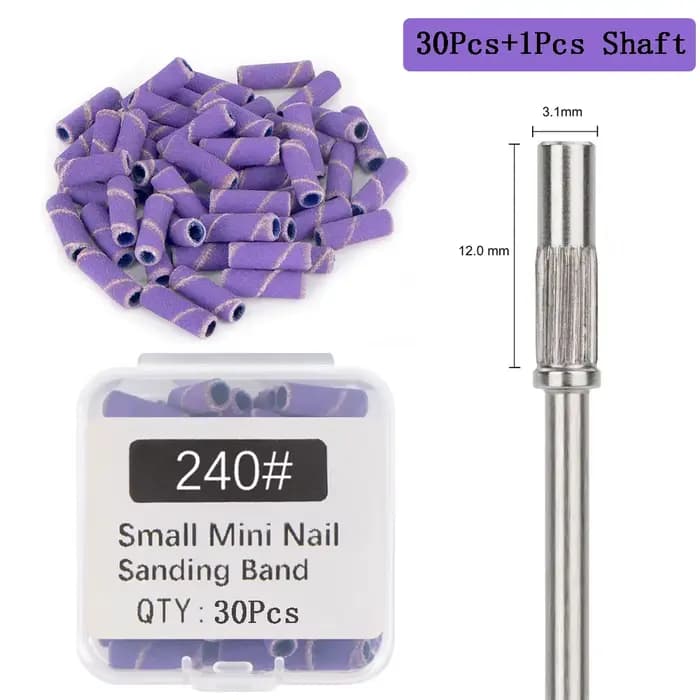 30 pièces 3.1MM Mini bandes de ponçage pour ongles avec arbre 3/32 "forets pour ongles bandes de sab