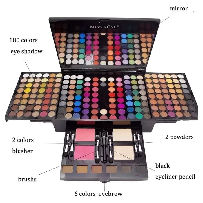 Étui de Piano 180 couleurs, ensemble de fard à joues en poudre pour ombre à paupières, plaque de maq