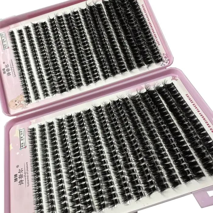 Grappes de faux cils 8D Fluffy Optics, 640 pièces, boucles D, contaminants, cils individuels, 8-16mm