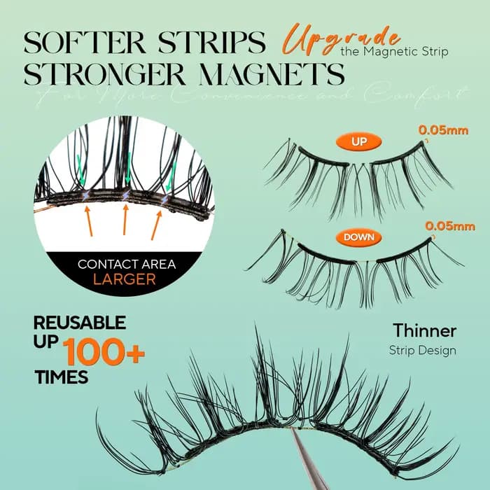 VYRILA cils magnétiques doux aucune colle nécessaire cils 3D d'aspect naturel réutilisables facile à