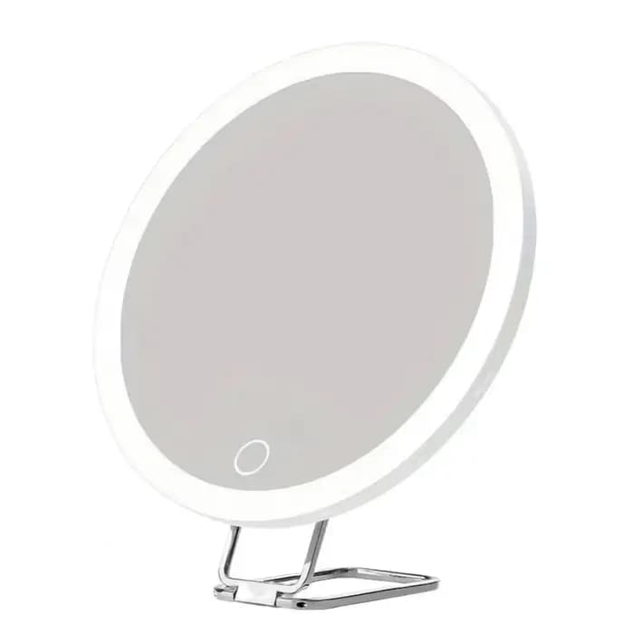 360 ° Miroir grossissant à support réglable avec lumière, miroir de maquillage LED pliable haute d