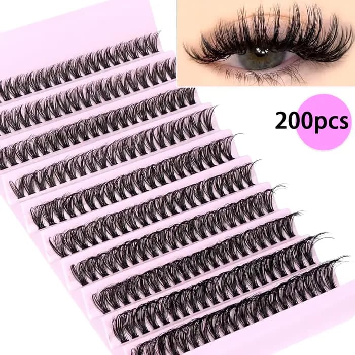 Lot de 200 pièces d'extensions de cils individuels, 8 à 16mm, look naturel, moelleux, réutilisables,