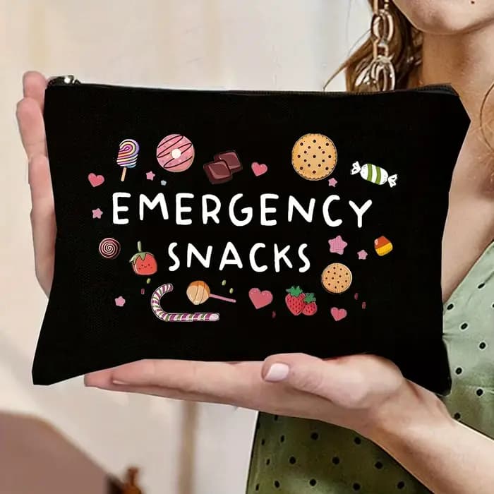 Sac de maquillage à motif de bonbons et de friandises colorées, organisateur de voyage, sac à cosmét