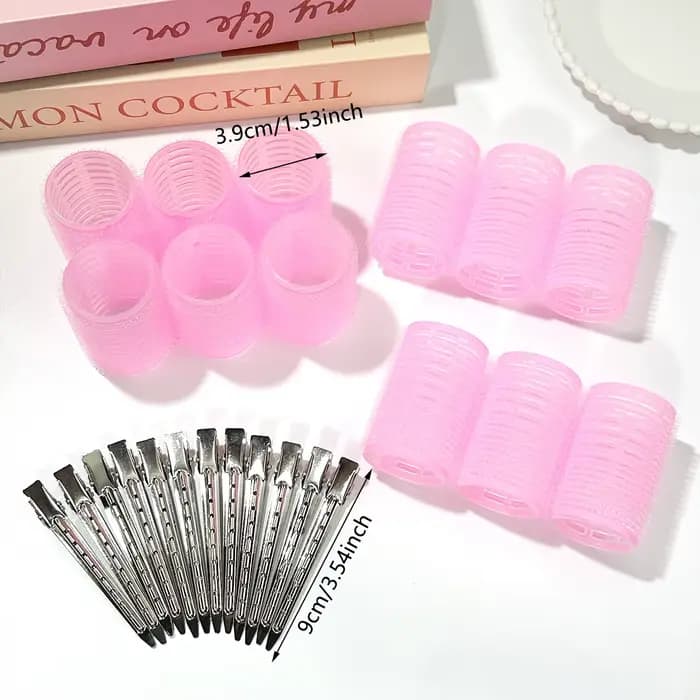 Kit de bouclage des cheveux pour femmes, 24 pièces (12 boucleurs + 12 pinces), fer à boucler manuel