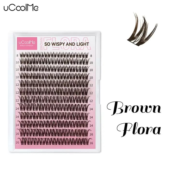 UCoolMe cils marron flore 0.05mm D Curl naturel vaporeux et léger 8-16mm segmenté cils grappe bricol