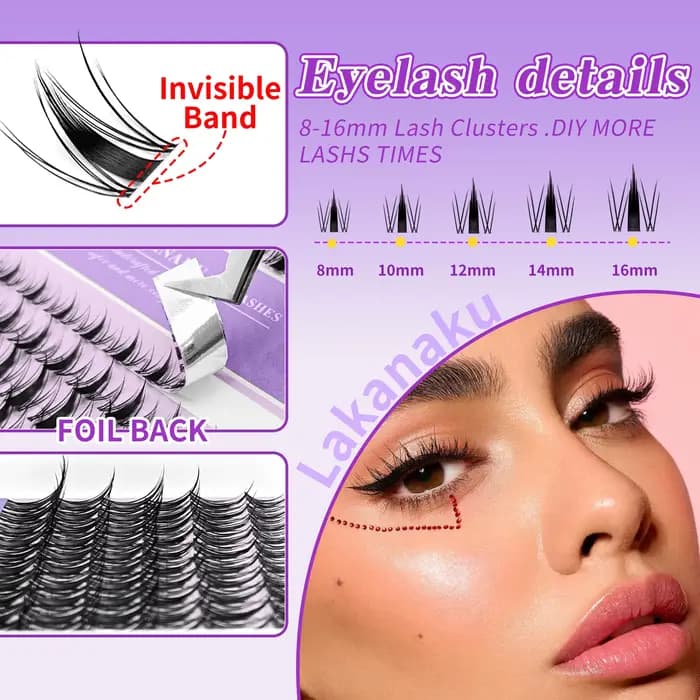 Lakanaku Diy Eyelashes Manga Style Lashes Invisible Bond Lash Fairy Cluster Lash Comic Makeup Sets a