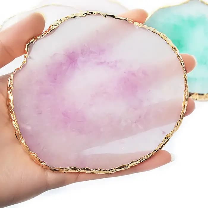 Palette ronde en résine d'agate et pierre pour Nail Art, faux ongles, mélange de couleurs, dessin, v