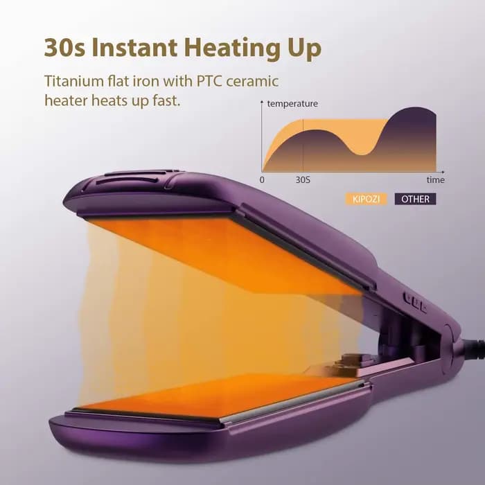 KIPOZI-Fer à lisser professionnel avec écran LCD numérique, fer plat en titane, chauffage instantané