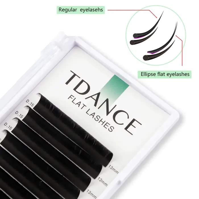 TDANCE 12 lignes 8-15mm Ellipse cils plats mat pointes fendues en forme d'extension de cils naturels