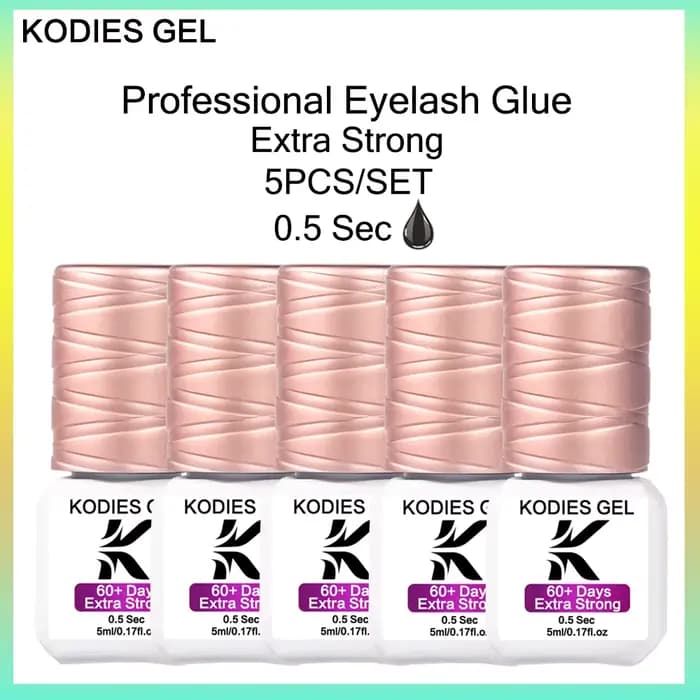 KODIES GEL-Colle à Cils Professionnelle, 0.5 Sec, Rétrégissant de Bain Supplémentaire, Imperméable,