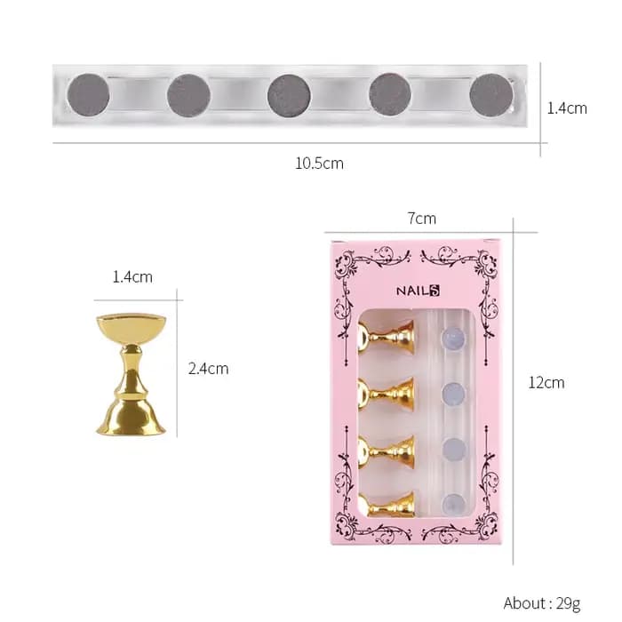 5/30 pièces/ensemble support magnétique pour ongles faux ongles pointe support de pratique support d