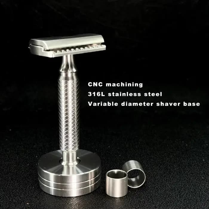 Support de rasoir en acier inoxydable 316L - Usinage CNC, base de rasoir à diamètre variable avec su