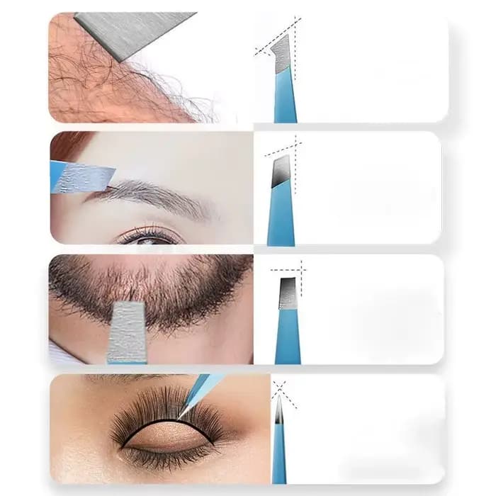 EyeblogugTweezer-Pince à épiler inclinée en acier inoxydable, extracteur de poils fins, pinces à sou
