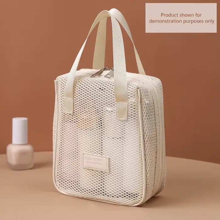 Sac de rangement de maquillage et de toilette en maille, sacs à main portables de voyage, lavage du