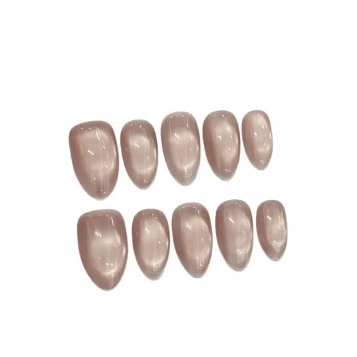 10 pièces presse à la main sur les ongles couleur unie perles de verre brillant oeil de chat faux on