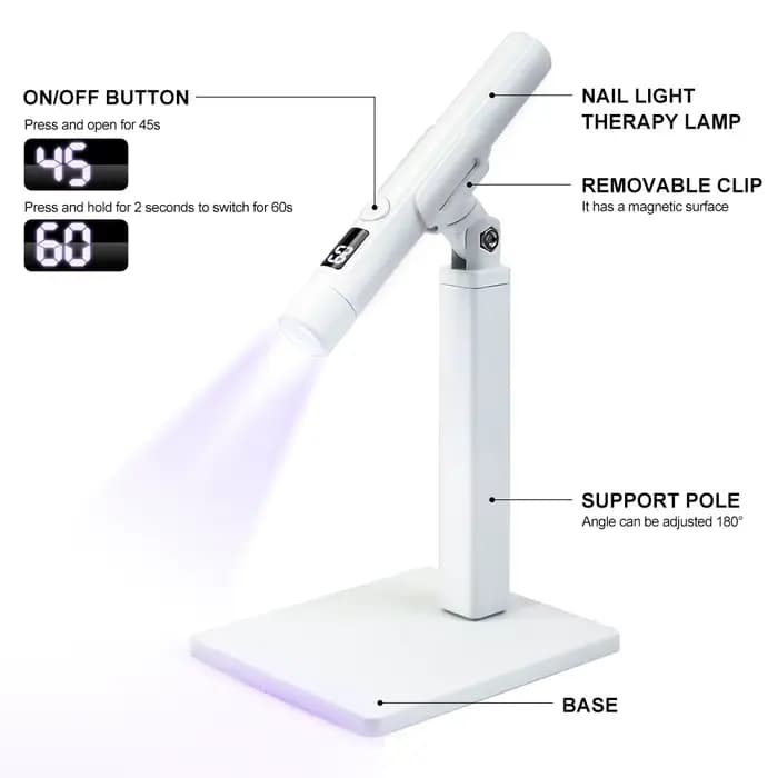 Lampe LED UV Portable pour ongles et Base de Support de lumière LED Rechargeable pour les ongles Gel
