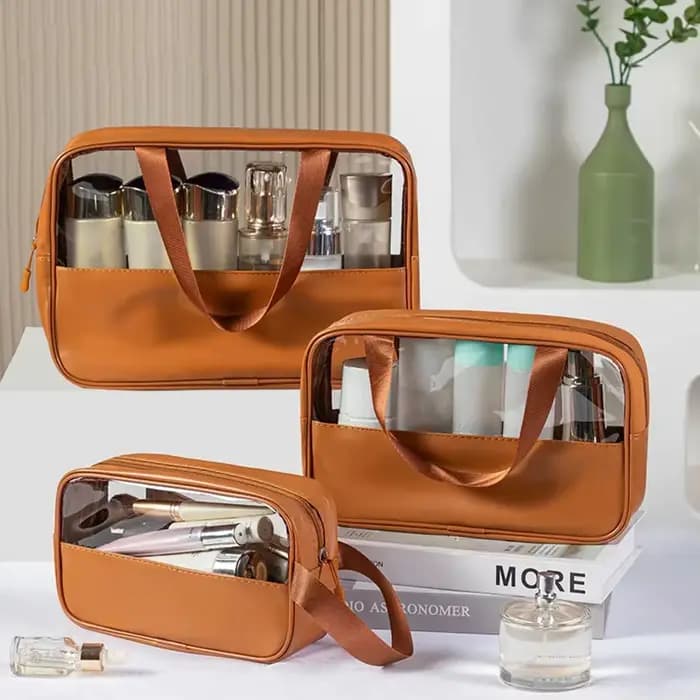 Trousse de toilette pour hommes et femmes, organisateur de voyage cosmétique translucide et imperméa