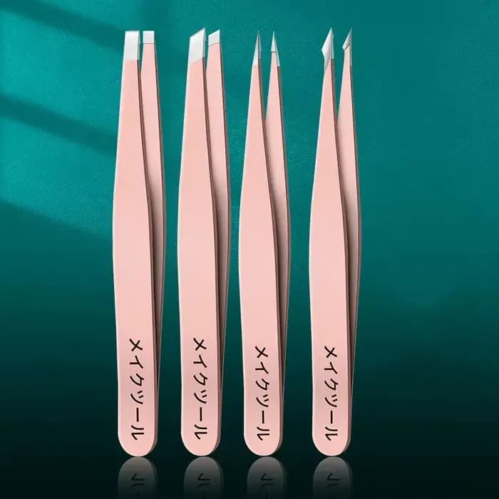 4 ensembles de pinces roses pour le nettoyage quotidien des sourcils, des cils et des moustaches