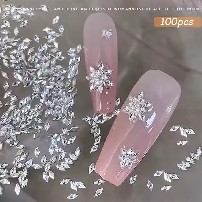 100 pièces brillant Zircon strass breloques pour ongles 1.5*3mm Mini ongles rhombiques pierres préci