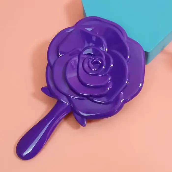 Miroir de maquillage vintage rose avec poignée pour femme, miroir de poche compact, cosmétique de va