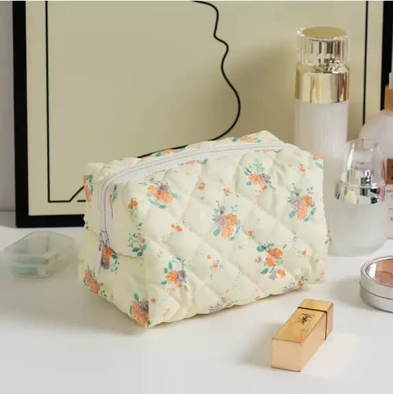 Pochette de maquillage brodée de fleurs personnalisée, grande capacité, pochette cosmétique, cadeaux