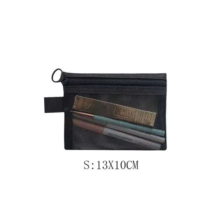 Mode petit grand organisateur noir pochette de toilette et de maquillage maille transparente fermetu