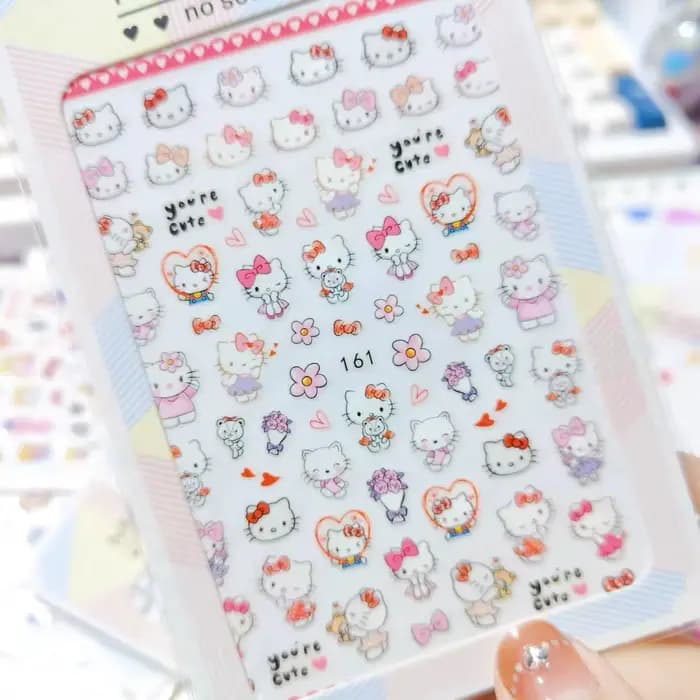 1 pièces Tomoni 3D Hello Kitty autocollant pour ongles dames mignon fournitures pour ongles décalcom