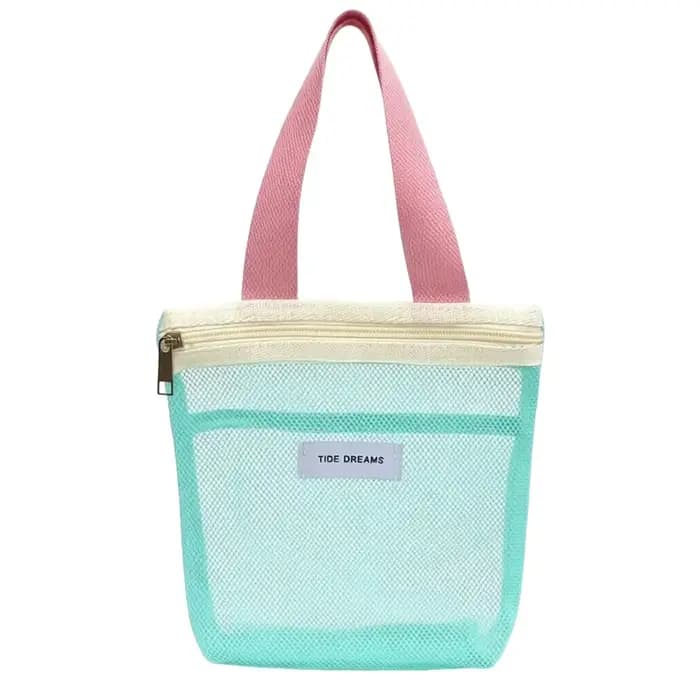 Sac de toilette portable en maille transparente, grande capacité, sac de maquillage, sac de plage