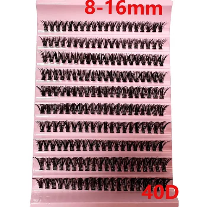 200 pièces bricolage cils personnels 40P grappe de cils aspect naturel cils vaporeux 9-16MM D cheveu