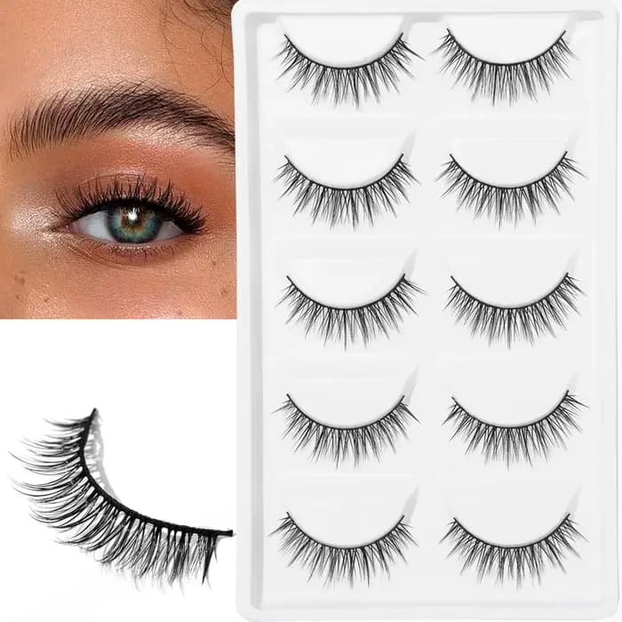 Cils Terrier noirs naturels, 5 paires, croix fine, adaptés à la date de travail quotidienne