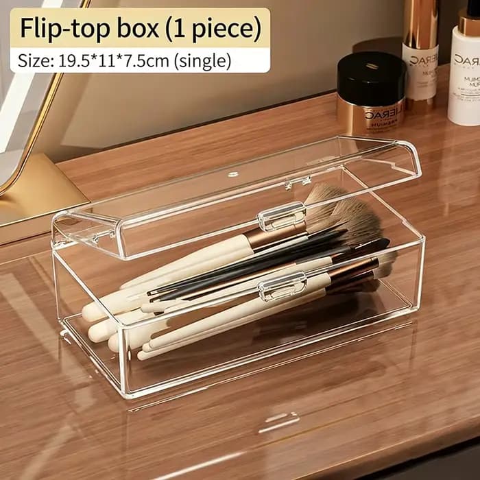 Boîte de rangement pour pinceaux de maquillage en acrylique transparent avec couvercle, boîte de ran