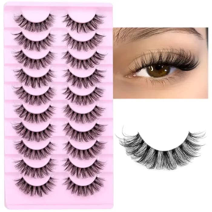 10 paires de cils naturels cils moelleux D Curl cils 3D Volume vaporeux faux cils bandes bande clair