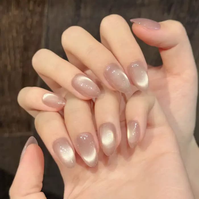 10 pièces presse à la main sur les ongles couleur unie perles de verre brillant oeil de chat faux on