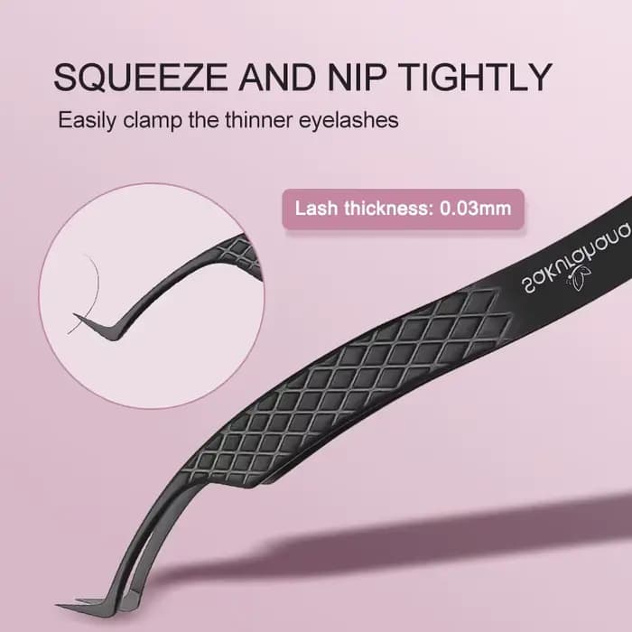 SAKURAHANA pince à cils professionnelle pointe en Fiber noire pour Extensions de cils méga Volume ou